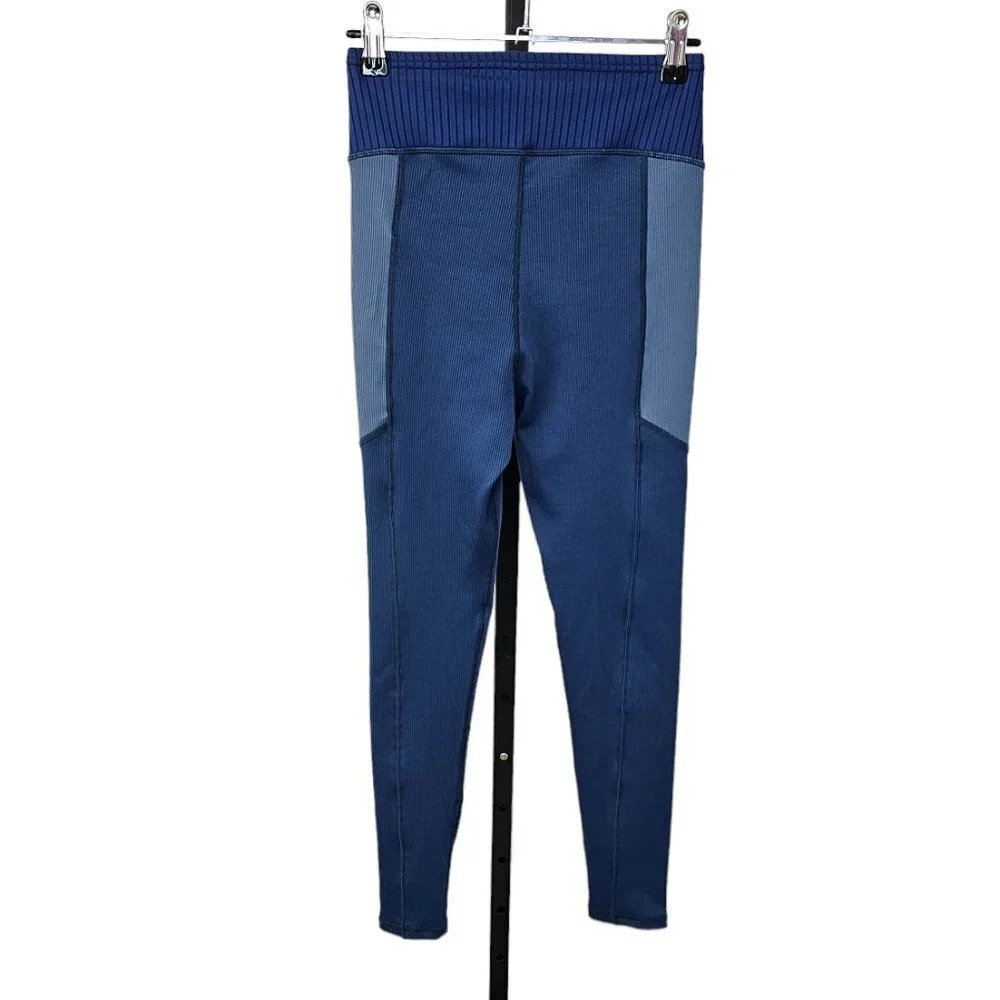For Love & Lemons Payton High Rise Ribbed Active Leggings Blue Size Small, NWT - Picture 2 of 9